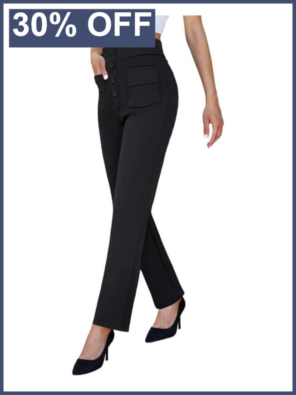 keriffe High Waist Stretch Straight Leg Dress Pants Work Slacks